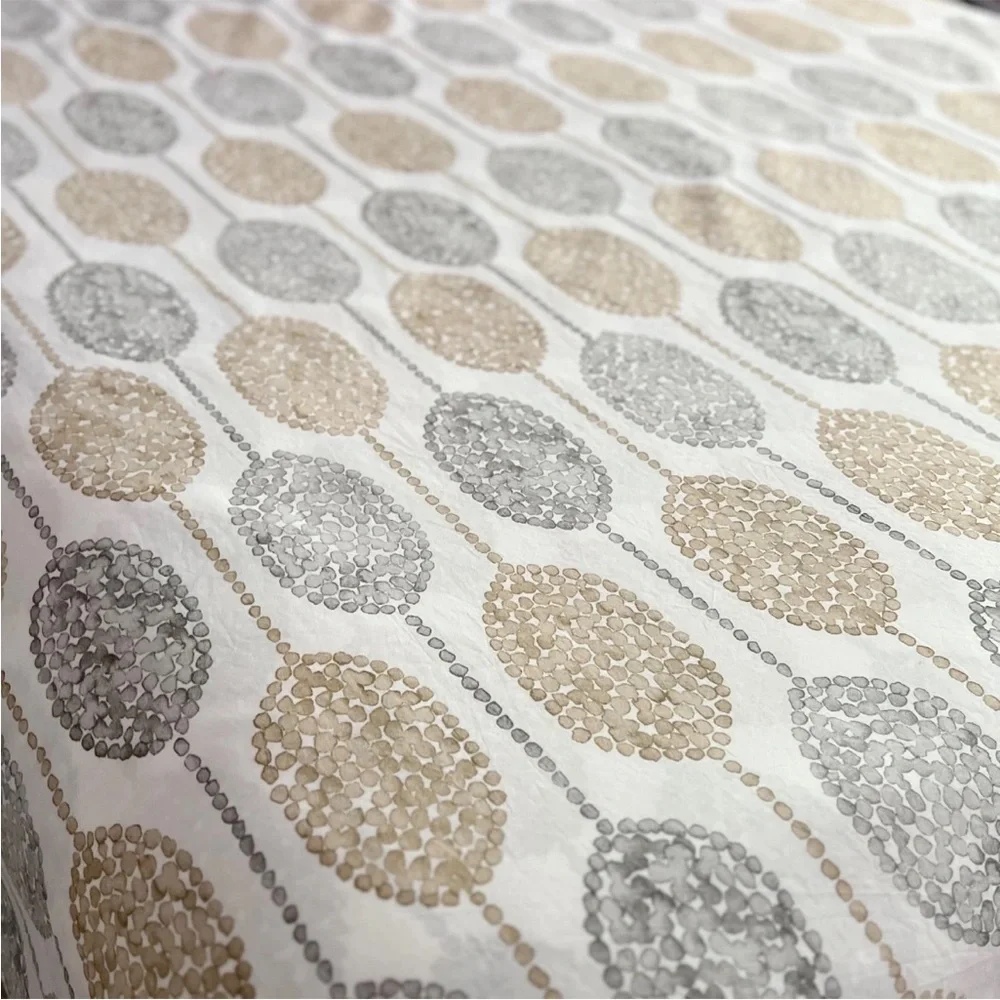 RARE West Elm Medallion Dot Full/Queen Duvet Cover Gray White Tan Modern Cotton